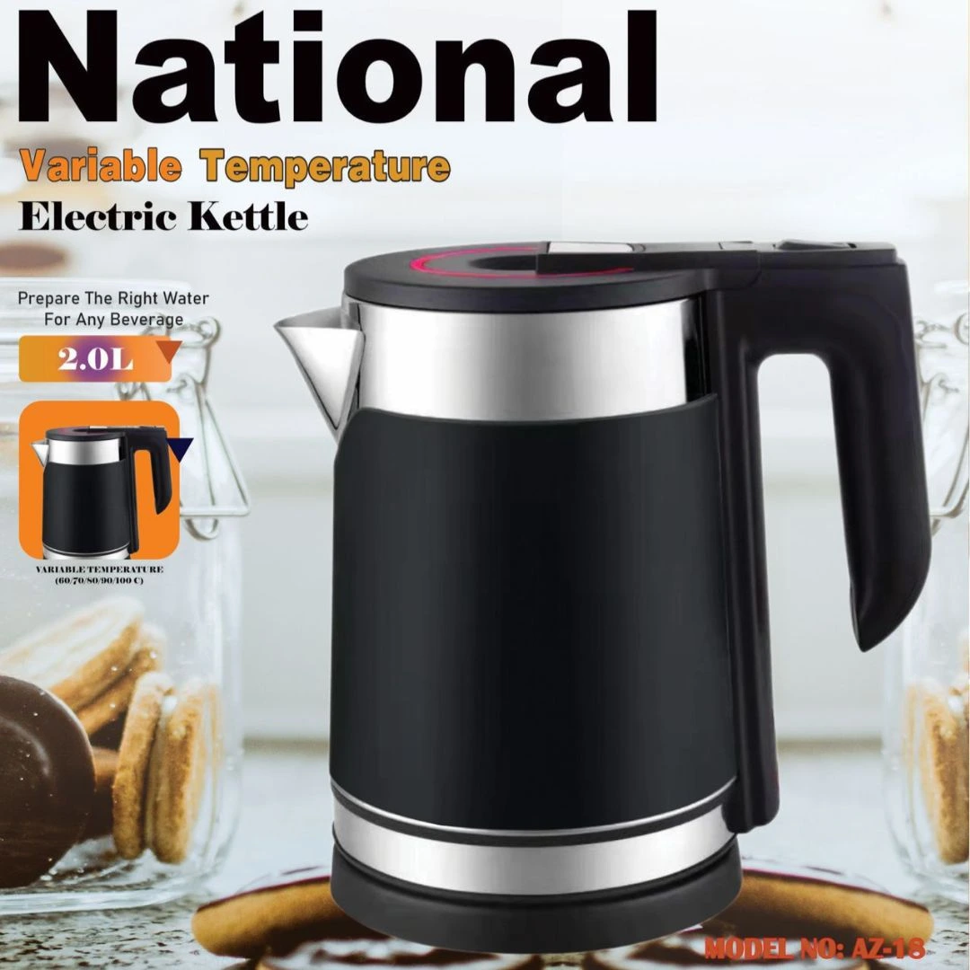 National electric kettle National 2-liter electric kettle with overheat protection for home, office, and hotels.